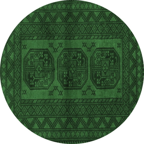 Ahgly Company Indoor Round Southwestern Emerald Green Country Area Rugs, 3' Round