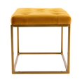 thumbnail image 3 of Accent Upholstered Velvet Ottoman Bench Button Tufted Seat Footstool Coffee Table Foot Stool Vanity Stool with Metal Golden Leg for Living Room Bedroom Makeup Room, Musterd Yellow, 3 of 7
