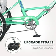 LILYPELLE 24 3 Wheel Bike for Adults Folding Tricycle 7 Speed Adult Trike Low-Step Through for Seniors with 400lbs Load Capacity,Cyan