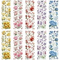 10 Sheets Rub On Transfer Sticker, Mixed Flower Stickers for DIY Scrapbooking Photo Albums Furniture,11.8 * 3.9in