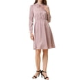 thumbnail image 2 of Vestido midi A-line de satén con cuello atado INSPIRE CHIC para mujer en rosa M, 2 of 5