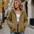 thumbnail image 6 of Luvrsol Womens Winter Coat Hooded Fleece Teddy Jacket Drawstring Relaxed Fit Warm Sherpa Coat, Brown S-3XL, 6 of 9