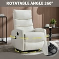 thumbnail image 7 of PAPROOS Rocker Recliner with Heat Therapy and Massage, PU Leather 360°Swivel Rocker Recliner, Rocking Chair for Nursery, Small Rocking Recliner, Manual Recliner for Home Theater Living Room, White, 7 of 7