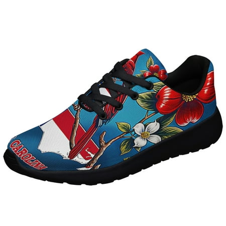 

North Carolina Stte Cardinal and Dogwood Flowers Shoes Sneakers Black Size 4