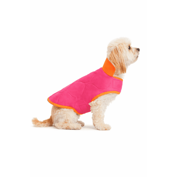32 Degrees Heat Quilted Dog Jacket, Water-Resistant Insulated Winter Coat, Pink with Orange trim, Size XL