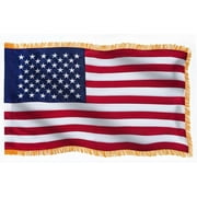 3x5 Ft Flag with Gold Fringe, A, IndoorFlag, Embroidered Stars, 4 Rows of Reinforced Stitches