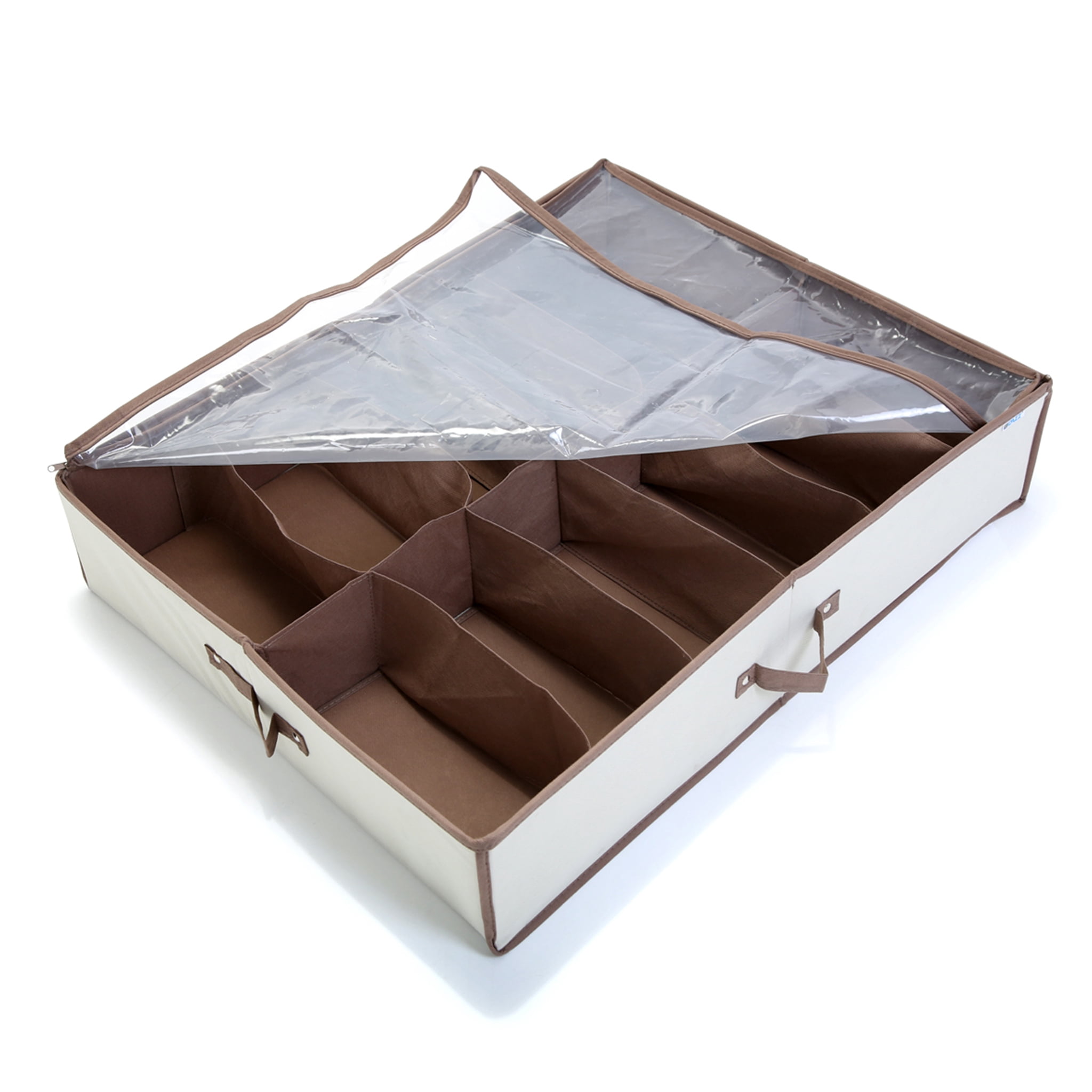 Smart Design Under the Bed 12 Compartment Shoe Organizer Storage Bag - Holds 12 Pairs of Shoes - 30 x 6 inch - Canvas- Sold in a set of 3