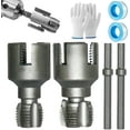 thumbnail image 1 of Integrated Internal & External Pipe Threading Tool, Pipe Thread Cutting Tool, Electric Drill Compatible PVC Pipe Threader Kit, Pipes Thread Maker Tooll for Cutting & Pipe (1/2" + 3/4"), 1 of 9
