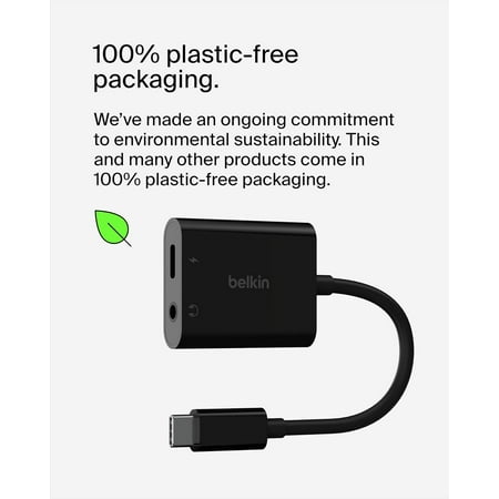 Belkin - 3.5mm Audio & USB-C Adaptor - Fast Charge Compatible USB-C Audio Adaptor for iPad Pro, Galaxy, Pixel, OnePlus & More - Black