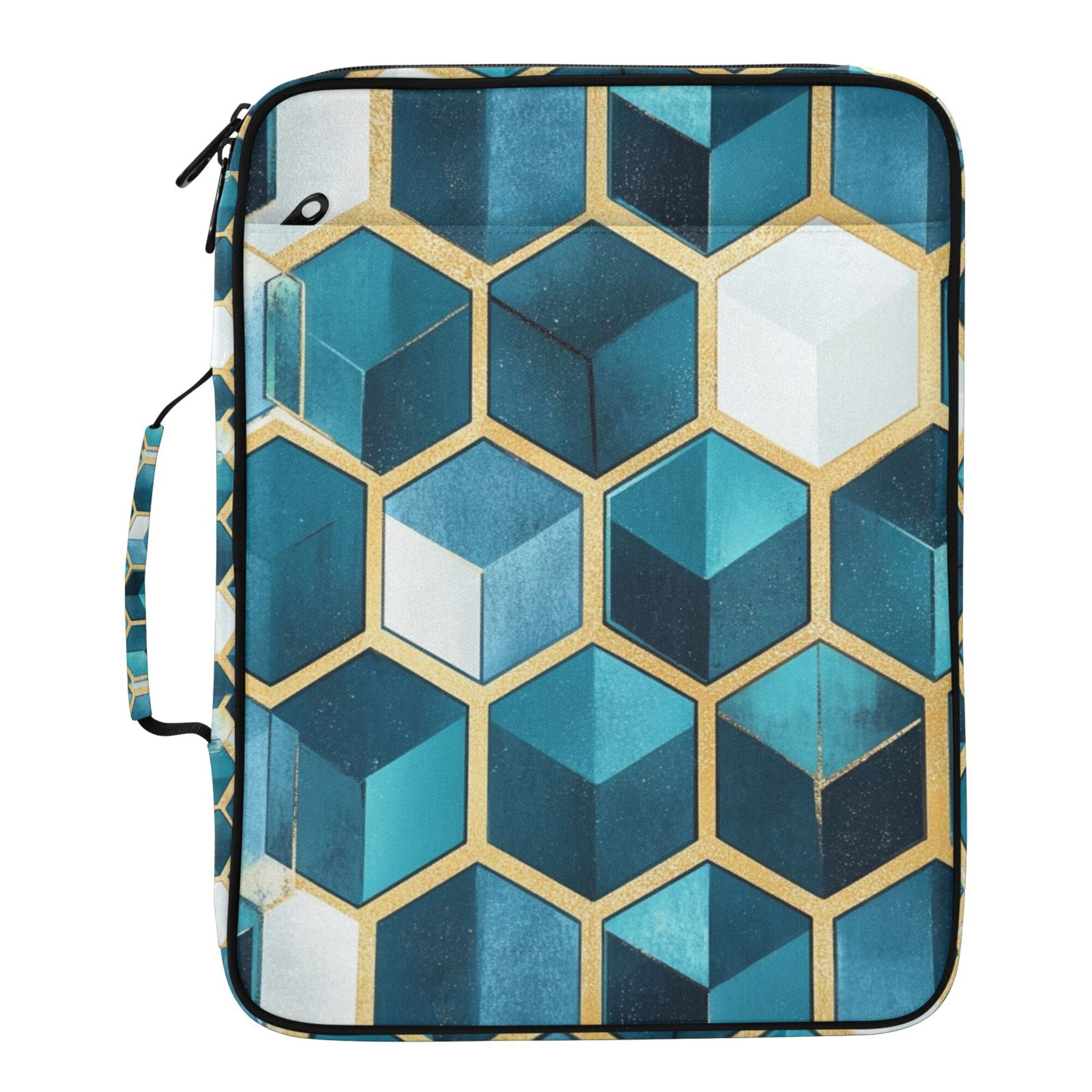 FORMRS Accordion File Folder A4 Size 7-Pocket Expanding Document Organizer Bag with 3 Ring Binder, Light Blue Geometric Pattern