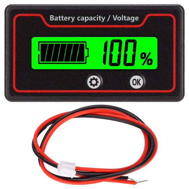 Battery Voltage Indicator, Battery Capacity Meter 12-84V Percentage Level LCD Display Power Saving For Electric Vehicle White Light,Green Light,Blue Light