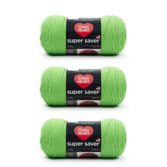 Red Heart Super Saver Spring Green Yarn - 3 Pack of 198g/7oz - Acrylic - 4 Medium (Worsted) - 364 Yards - Knitting/Crochet