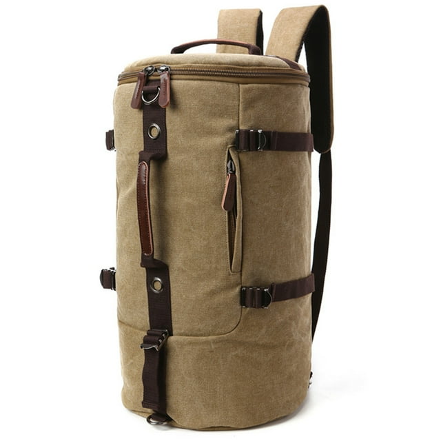 Men's Backpack Fashion Retro Cylinder Canvas Travel Backpack Duffel Bag Shoulder Handbag Backpack