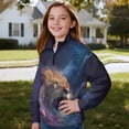 thumbnail image 4 of Xoenoiee Lion Lightning Cloud Print Kids Sweatshirts for Girls Kids Half Zip Fleece Pullover Tops Quarter Zipper Hoodies Fall Winter Outfits Clothes, Size 9-10 Years, 4 of 7