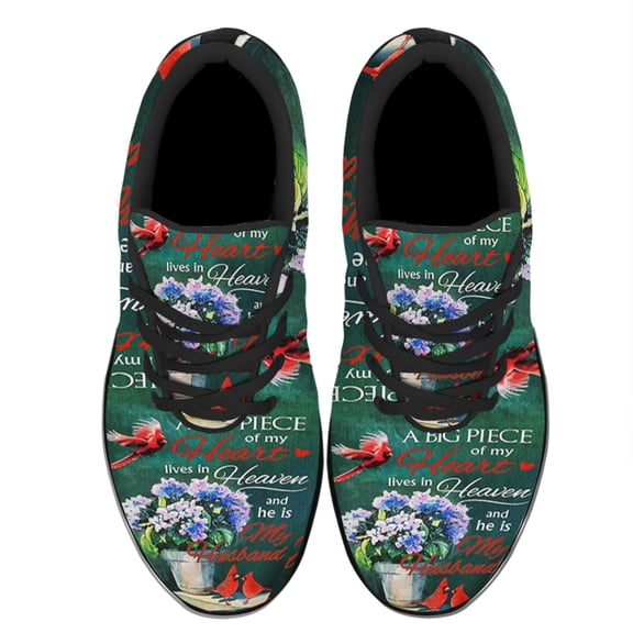 Cardinal A Big Piece Of My Heart Lives In Heaven Shoes Women's Fashion Sneakers Tennis Running Shoes for Men Women Black Size 3.5
