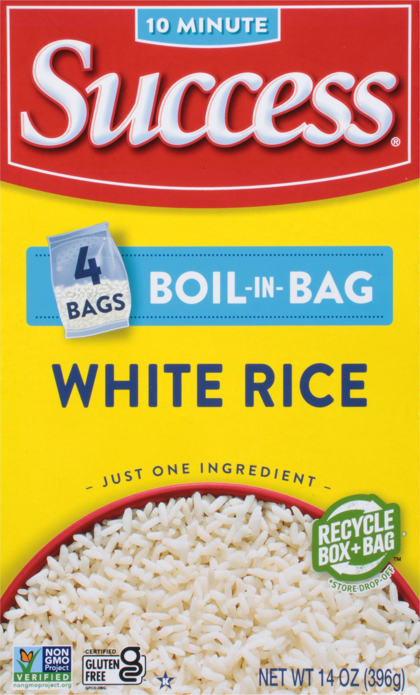 Success Rice Boil-in-Bag White Rice, Fluffy and Precooked, 14 oz