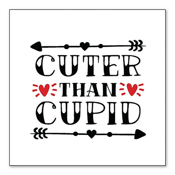DistinctInk Custom Bumper Sticker - 3" x 3" Decorative Decal - White Background - Cuter Than Cupid - Valentine