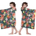 thumbnail image 4 of Pioneer Flower Floral Print Pattern Hooded Bath Towel，50"x30" for Ages 3 To 12 Kids, Quick Dry Lightweight Soft Microfiber Hood Beach Towel Cover Up for Kids, 4 of 7
