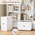 thumbnail image 6 of Homfa 72" Tall Triple Wide Bookshelf with Storage Drawers, 5-Tier Large Bookshelf with 15 Display Shelves for Living Room Home Office, White, 6 of 10