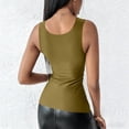 thumbnail image 4 of Womens U Neck Shapewear Built-in Bra Tank High Strechy Sleeveless Slim Fit Tops Camisole Workout Tops Green 3XL, 4 of 5