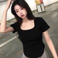 thumbnail image 4 of Blusa de cuello cuadrado, camiseta de manga corta, camiseta de manga corta, camiseta básica sin costuras, fiel a su promesa, 4 of 5