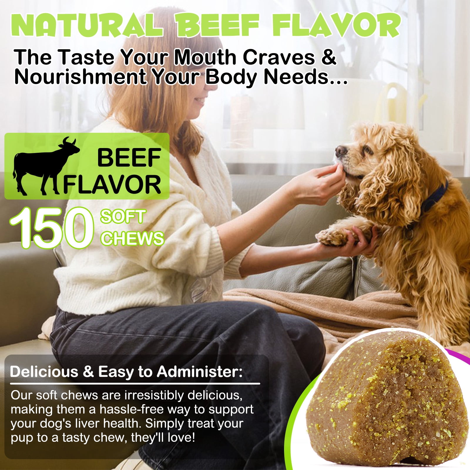 Oimmal Liver Supplement for Dog , 300 Chews - Liver Support for Dogs, with Milk Thistle Extract, Turmeric Curcumin, Choline for Dog Liver Function -Beef Flavor