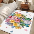 thumbnail image 5 of Spring Flowers Area Rug 4'x6', Watercolor Floral Leaves Butterflies Plant Washable Non-Slip Rugs, Low Pile Large Carpet for Living Room Bedroom Dining Room Kitchen Office Indoor Mat, 5 of 9