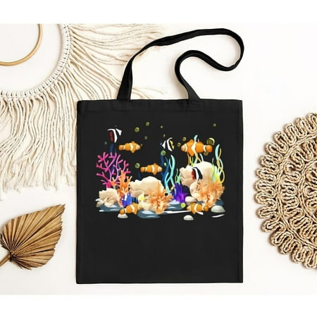 vintage Super Cool Clown Fish Coral Reef Tropical Tote Bag-TH23224
