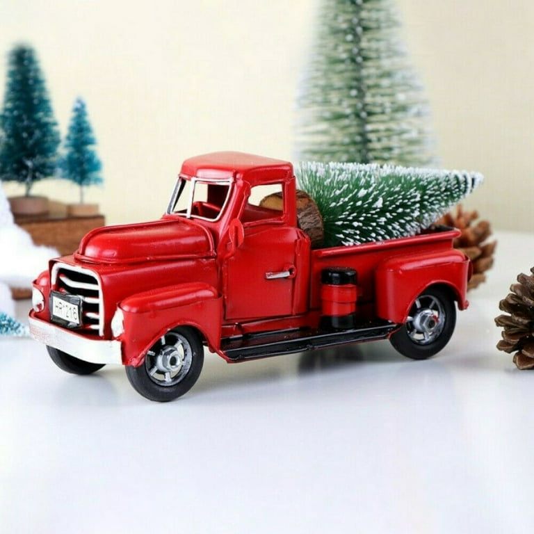 Zaer ZR362103-RD Mini Metal Truck with Christmas Tree & Gifts Glossy Red