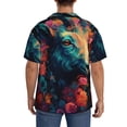 thumbnail image 3 of Lsque Colorful Flower Goat print Men's Cuban Collar Short Sleeve Shirt Summer Beachwear Casual Button Down Fashionable Vacation Leisure Shirt-Medium, 3 of 7
