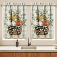 thumbnail image 3 of Fall Thanksgiving Pumpkin Kitchen Curtains Valances and Tiers 3 Piece Set,Eucalyptus Buffalo Plaid Rod Pocket Kitchen Curtain over Sink Window,Farmhouse Cafe Curtains for Autumn Decor 36 Inch (Orange), 3 of 5