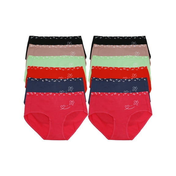 Cotton Hiphugger Panties with Butterfly Detail (12-Pack)