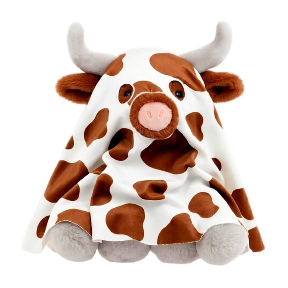 Moonsky Holiday Spotted Longhorn Cow Ghost Plush Toy, Soft‑Touch Highland Cow Stuffed Animal, Spotted Ghost‑Designed Plush for Halloween Home Decor, Shelf Display & Holiday Gift