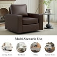 thumbnail image 4 of COOLHUT 360° Swivel Accent Chair Set of 1, 36.2" Wide PU Leather Accent Chair Armchair, Comfy Upholstered Single Sofa Chair for Living Room and Bedroom, Dark Brown, 4 of 11