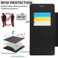 thumbnail image 5 of For Samsung Galaxy S26+ 5G Wallet Cell Cover, RFID Blocking, PU Leather,Compatible With MagSafe , With Flip Card Holder, Ultra Thin Electroplated Rotating Bracket Magneti Protective Cover,Black, 5 of 9
