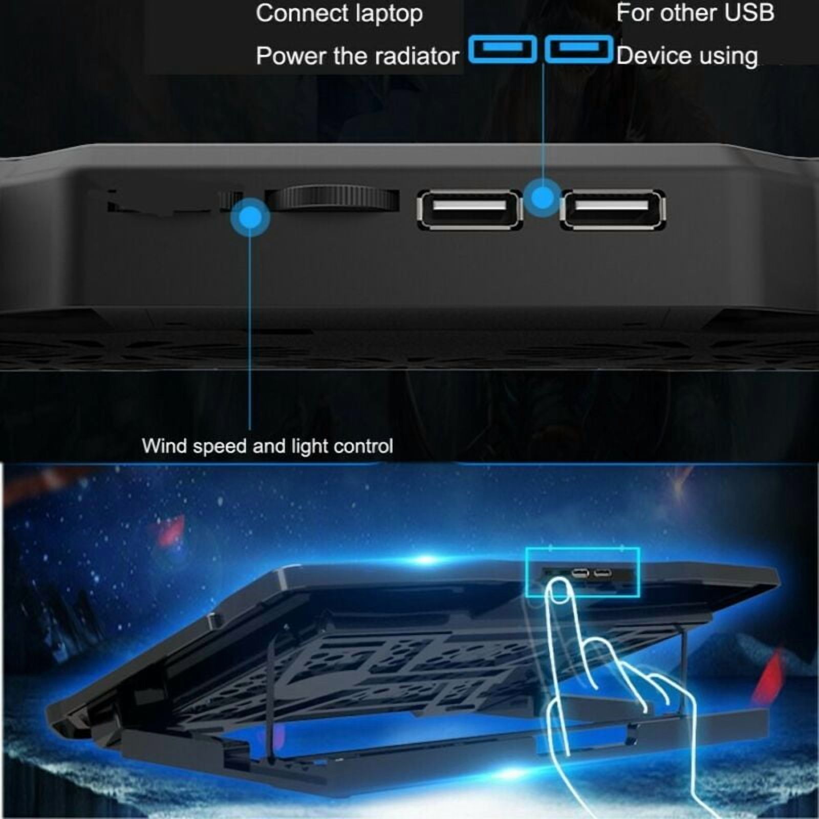 Laptop Cooling Pad, Gaming Laptop Cooler Stand For Gaming Notebook Laptop Cooler LED Fan, 6-Fans