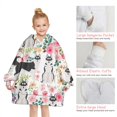 thumbnail image 6 of Husky Dog Flower Floral Blanket Hoodies for Kids 6-13YR Oversize Wearable Blanket Hoodies for Boys Girls Teens, 6 of 7