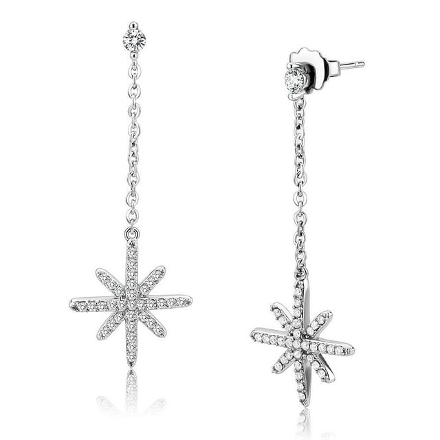 Boucles d'Oreilles Sans Placage en Acier Inoxydable avec AAA Grade CZ en Clair pour les Femmes de Style de Couleur Pierre Claire DA329