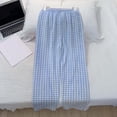 thumbnail image 6 of Women's Plaid Pajama Pants Comfy Lounge Pant Straight Leg Elastic Waist Sleep Bottoms Fall Winter Cozy Lady Sleepwear, 6 of 8
