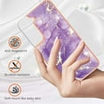 thumbnail image 3 of SaniMore for Samsung Galaxy S24 2024 Case with Wireless Charging Shockproof TPU Backplane Glitter Marble Pattern Fashion Design Anti-drop Anti-fingerprint Skin-feel Cover For Galaxy S24, Darkpurple, 3 of 5