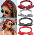 thumbnail image 6 of Bandana Print, Stretchy Headbands for Women, Bow Hairband, Wrap, Elastic Band, Knotted Style, Burgundy Red, Casual Outings, 1 Pc, 6 of 6