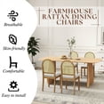 thumbnail image 3 of Dayalane Farmhouse Rattan Backrest Dining Chairs Set of 4, Modern Off-white Velvet Upholstered Kitchen Chairs Solid Wood Side Chairs for Kitchen Dining Room Living Room, Nature, 3 of 11
