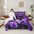 thumbnail image 4 of Castle Fairy Purple Butterfly Girl Twin Comforter Sets,Floral Rose Bedding Set, 4 of 8
