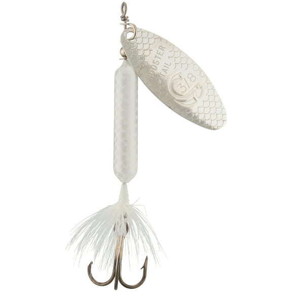 Worden's® Original White Rooster Tail®, Inline Spinnerbait Fishing Lure, 3/8 oz