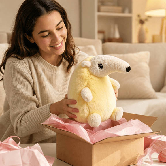 Beige Anteater Plush Toy Soft Stuffed Animal Cute Wildlife Inspired Doll Home Room Decoration Gift Collection Present For Animal Lovers Indoor Companion Personal Collection