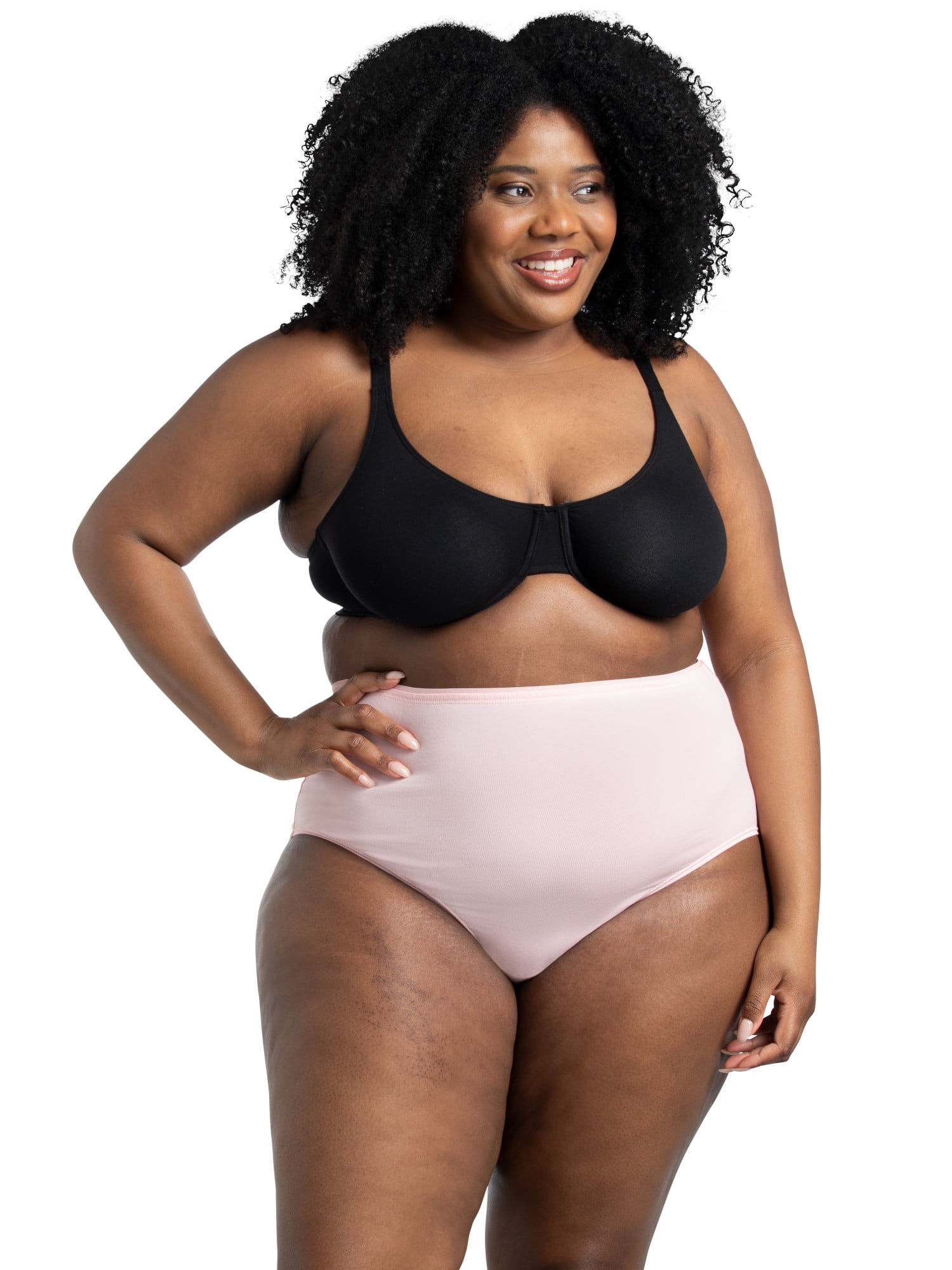 Fit for Me by Fruit of the Loom Women's Plus Size Cotton Stretch Brief Underwear, 6-Pack