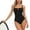 Black, variant on Jamicy Women's One Piece Swimsuits Tummy Control Square Neck Sporty Ruched Slimming Monokini High Cut Women's Bathing Suit