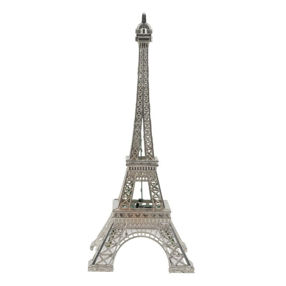Eiffel Tower Model with LED Glowing Decor for Home Desk Silver Color Zinc Alloy Plastic Creative Ornament 3.5 Inches