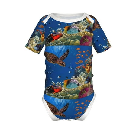 

Junzan Colorful Coral Reef Print Short-Sleeve Baby Climbing Clothes Bodysuits for Infant One-Piece for Baby Boys & Girls Baby Clothes Baby Romper with Snap Closure-3 Months