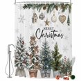 thumbnail image 2 of Christmas Shower Curtains for Bathroom, Xmas Tree Botanical Pine Needles Balls Snowflake Waterproof Fabric Shower Curtain, Decorative Bathroom Curtain for Bathtub, 36"x72", No Hooks Included, 2 of 9
